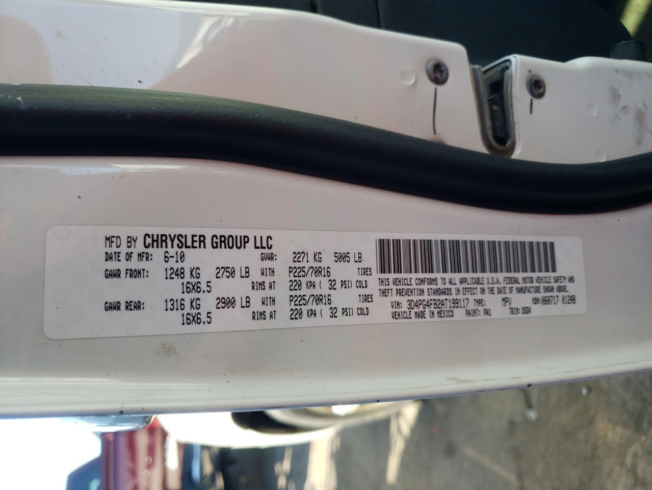 Photo 10 from auction – 2010 DODGE JOURNEY SE with VIN 3D4PG4FB2AT199117