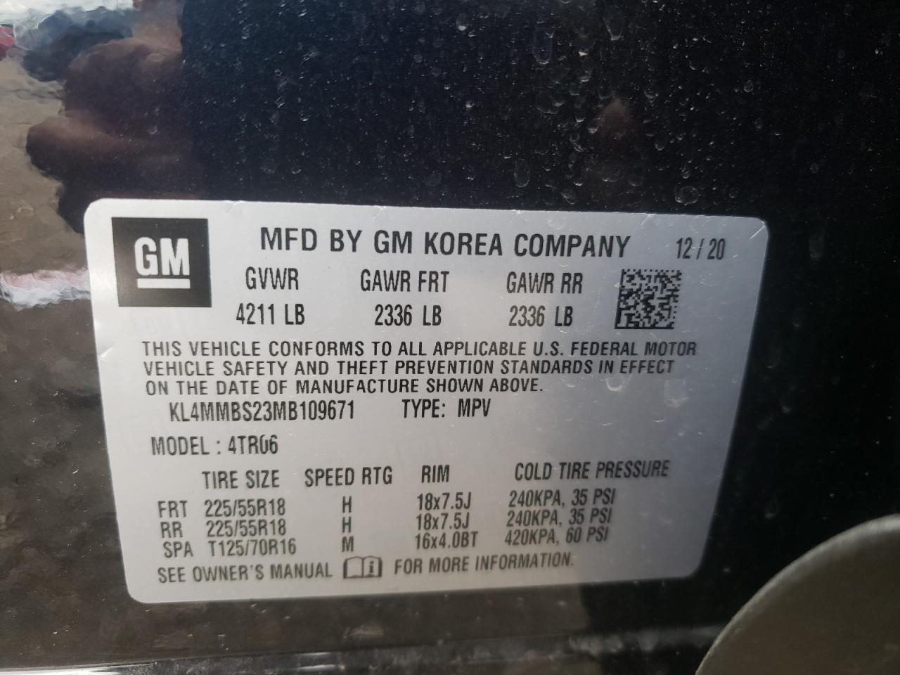 Photo 10 from auction – 2021 BUICK ENCORE GX with VIN KL4MMBS23MB109671