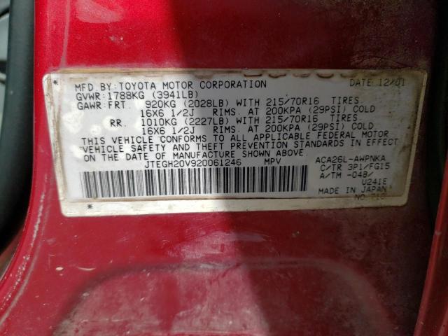 Photo 10 from auction – 2002 TOYOTA RAV4 with VIN JTEGH20V920061246