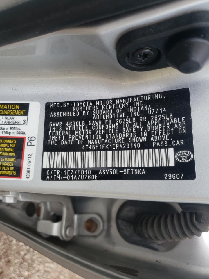 Photo 10 from auction – 2014 TOYOTA CAMRY L with VIN 4T4BF1FK1ER429140