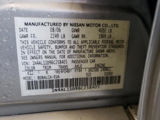 Photo 10 from auction – 2006 NISSAN ALTIMA S with VIN 1N4AL11D96C258405