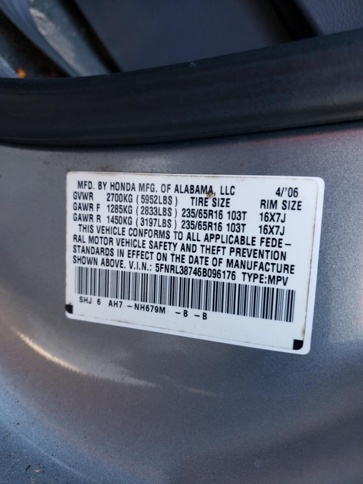 Photo 10 from auction – 2006 HONDA ODYSSEY with VIN 5FNRL38746B096176