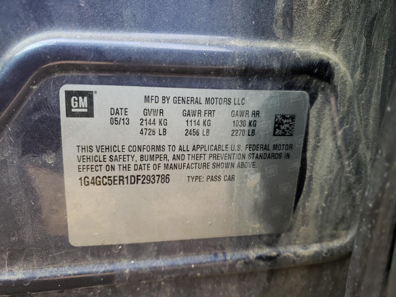 Photo 10 from auction – 2013 BUICK LACROSSE with VIN 1G4GC5ER1DF293786