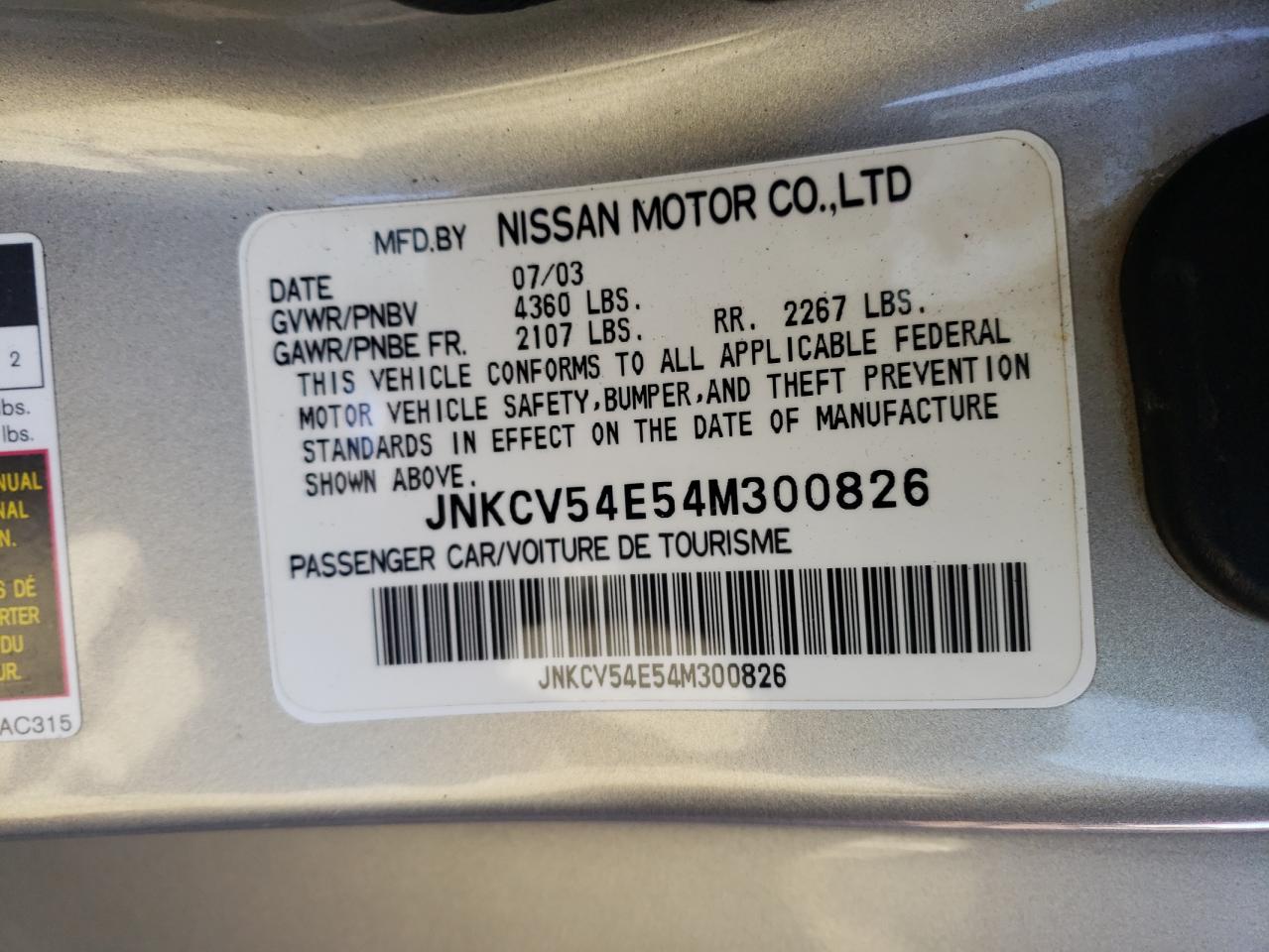 Photo 10 from auction – 2004 INFINITI G35 with VIN JNKCV54E54M300826