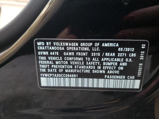Photo 10 from auction – 2012 VOLKSWAGEN PASSAT SEL with VIN 1VWCP7A33CC064981