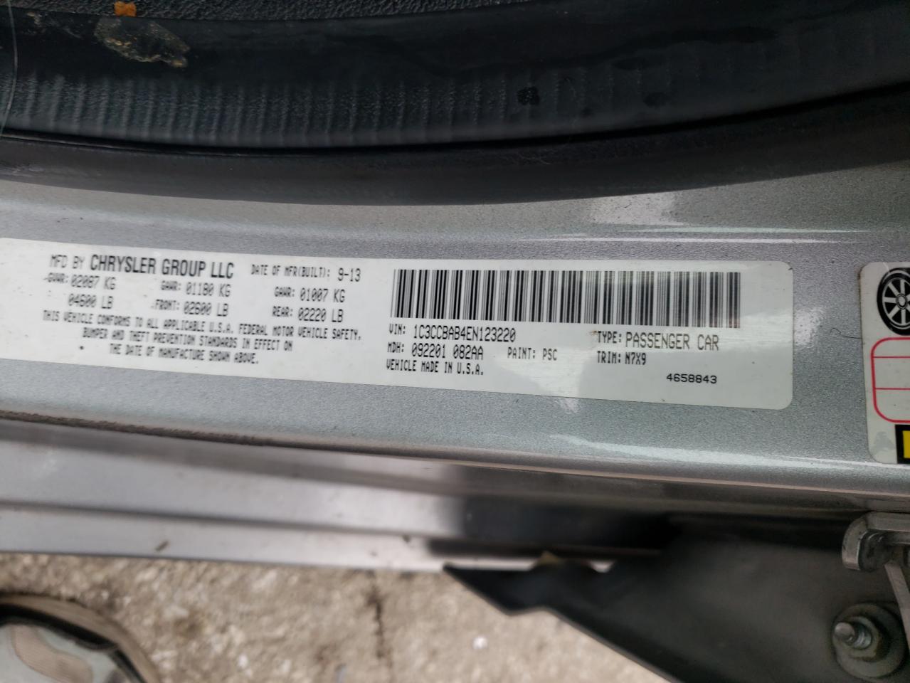 Photo 10 from auction – 2014 CHRYSLER 200 LX with VIN 1C3CCBAB4EN123220