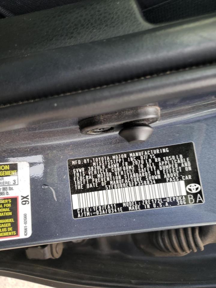 Photo 10 from auction – 2015 TOYOTA COROLLA L with VIN 5YFBURHE6FP358834