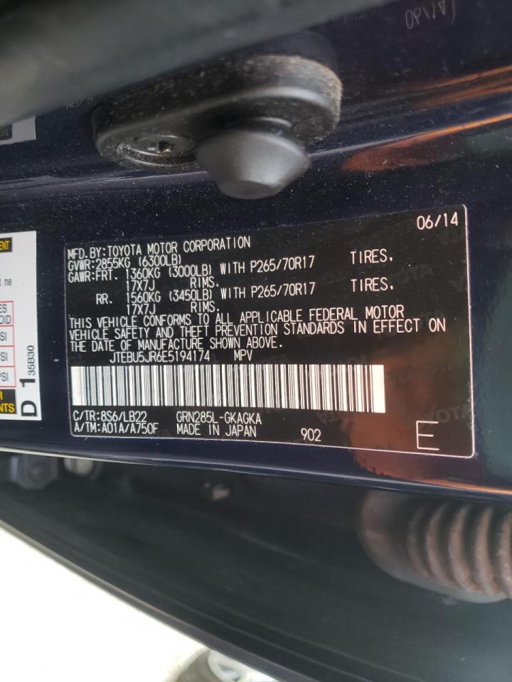 Photo 10 from auction – 2014 TOYOTA 4RUNNER SR with VIN JTEBU5JR6E5194174