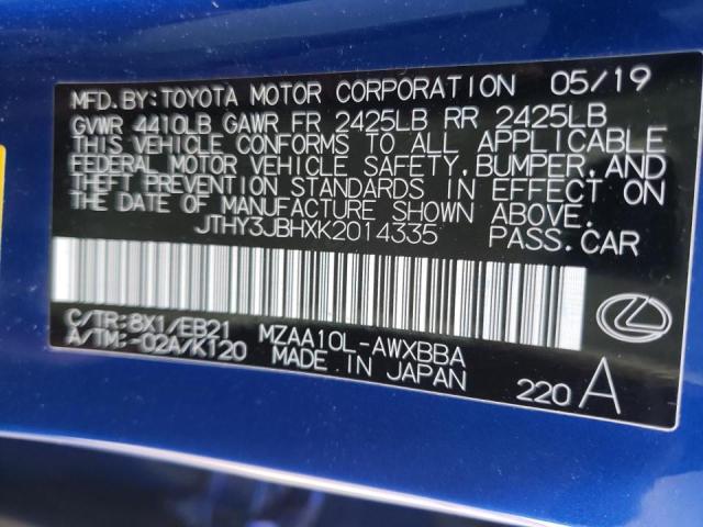 Photo 10 from auction – 2019 LEXUS UX 200 with VIN JTHY3JBHXK2014335