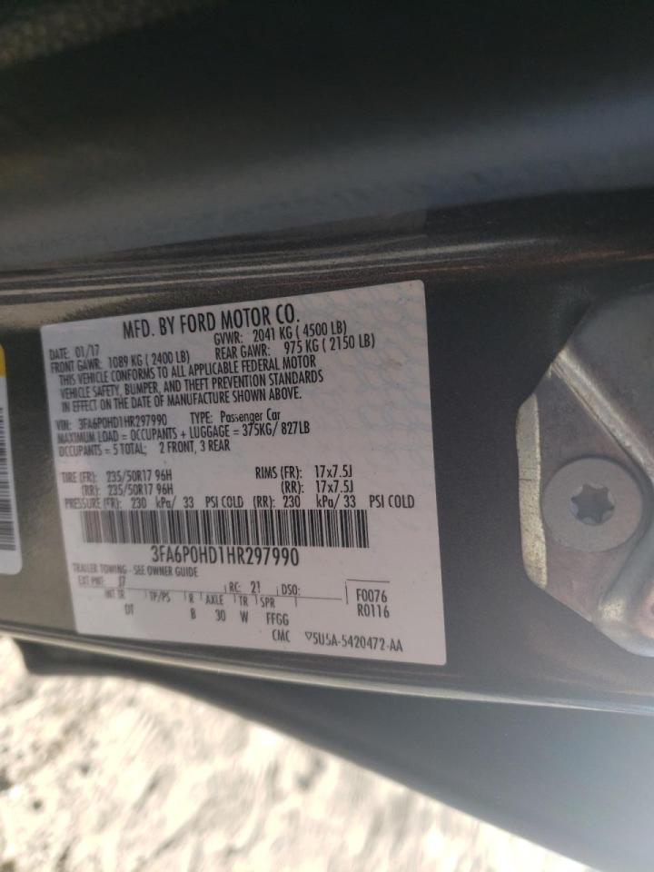 Photo 10 from auction – 2017 FORD FUSION SE with VIN 3FA6P0HD1HR297990