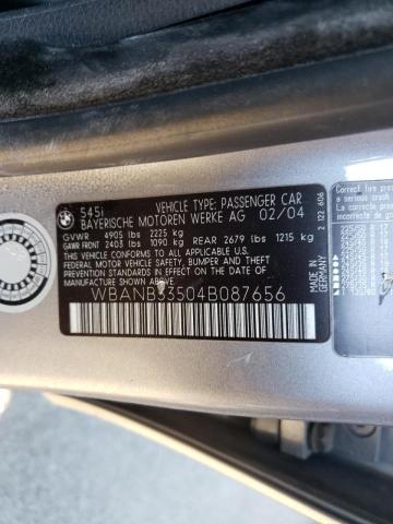 Photo 10 from auction – 2004 BMW 545 I with VIN WBANB33504B087656