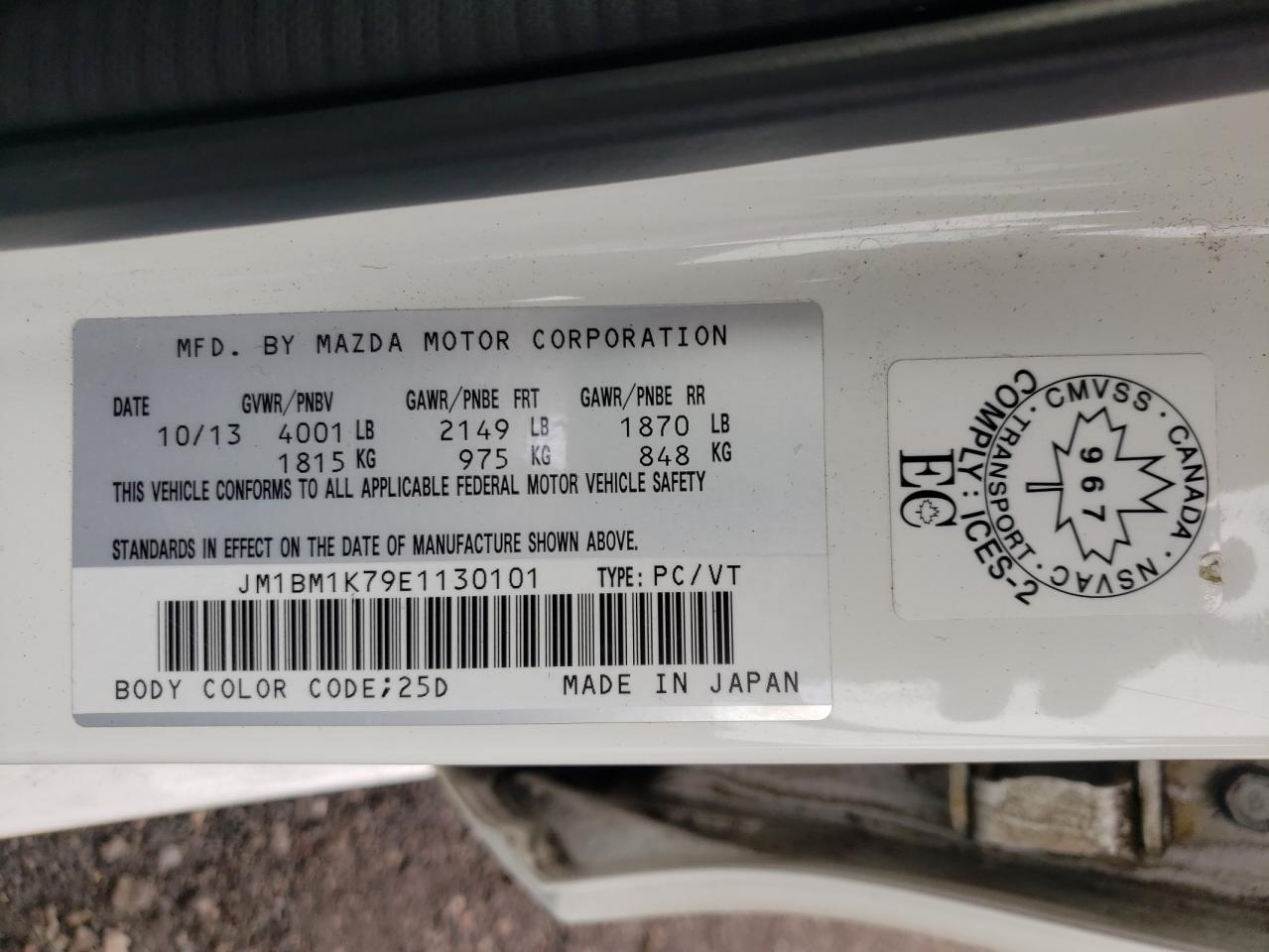 Photo 10 from auction – 2014 MAZDA 3 SPORT with VIN JM1BM1K79E1130101
