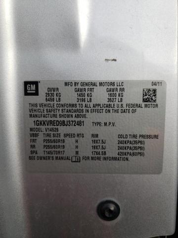 Photo 10 from auction – 2011 GMC ACADIA SLT with VIN 1GKKVRED9BJ372481