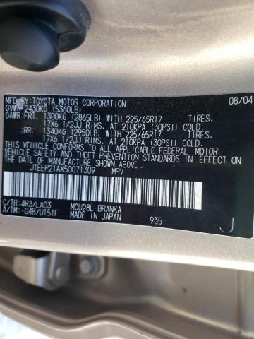 Photo 10 from auction – 2005 TOYOTA HIGHLANDER with VIN JTEEP21AX50071309