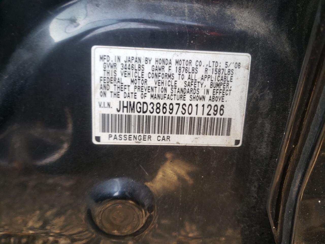 Photo 10 from auction – 2007 HONDA FIT S with VIN JHMGD38697S011296