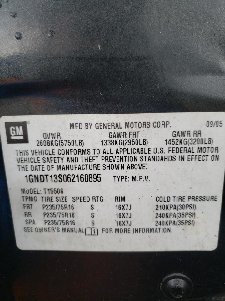 Photo 10 from auction – 2006 CHEVROLET TRAILBLAZE with VIN 1GNDT13S062160895