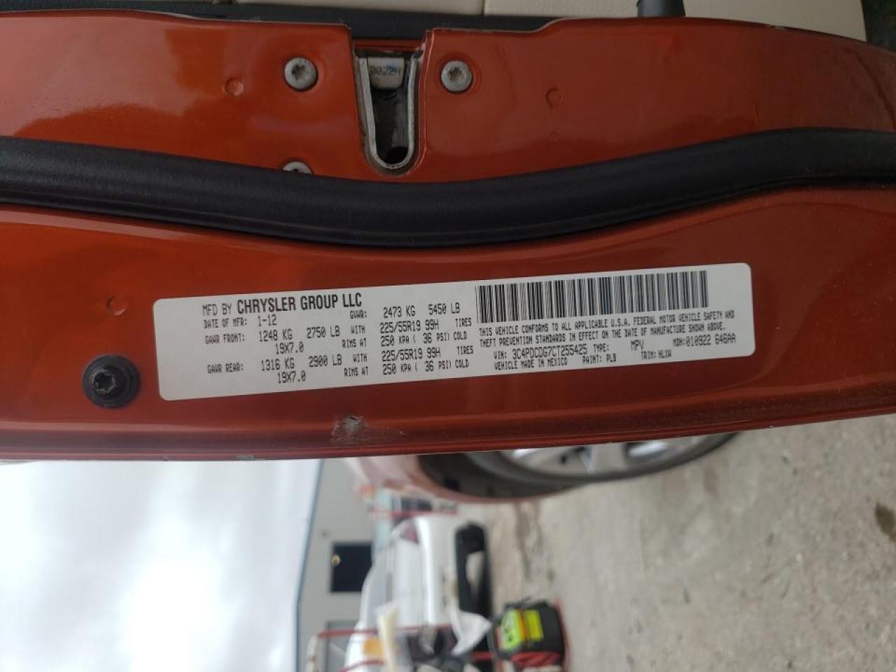 Photo 10 from auction – 2012 DODGE JOURNEY CR with VIN 3C4PDCDG7CT255425