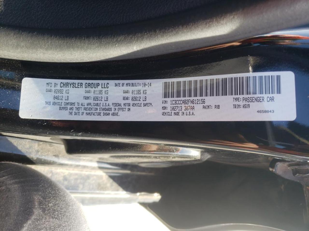 Photo 10 from auction – 2015 CHRYSLER 200 LIMITE with VIN 1C3CCCAB2FN612156