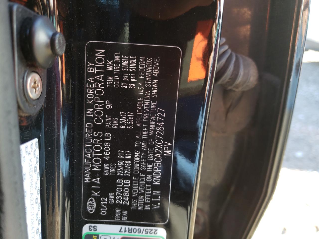 Photo 10 from auction – 2012 KIA SPORTAGE L with VIN KNDPBCA2XC7284727