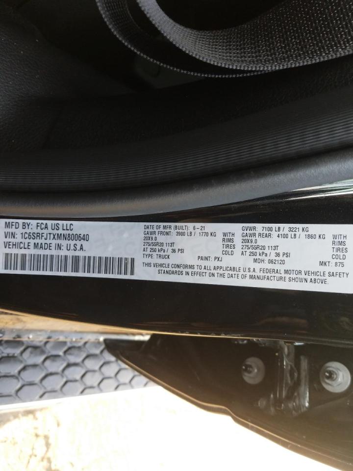 Photo 10 from auction – 2021 RAM 1500 LARAM with VIN 1C6SRFJTXMN800640