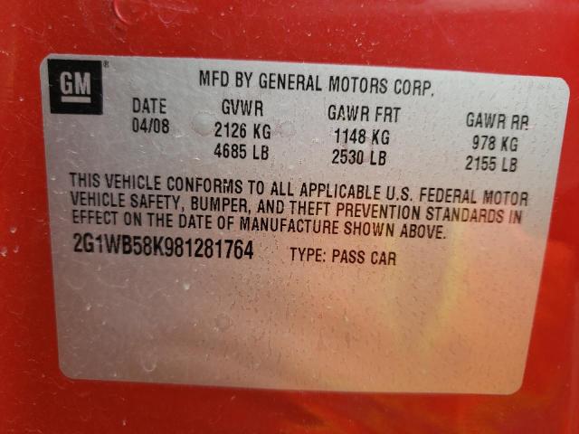 Photo 10 from auction – 2008 CHEVROLET IMPALA LS with VIN 2G1WB58K981281764