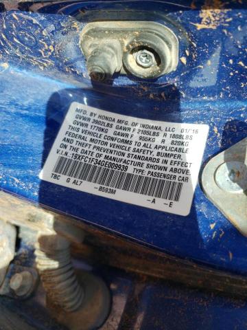 Photo 10 from auction – 2016 HONDA CIVIC EX with VIN 19XFC1F34GE009939