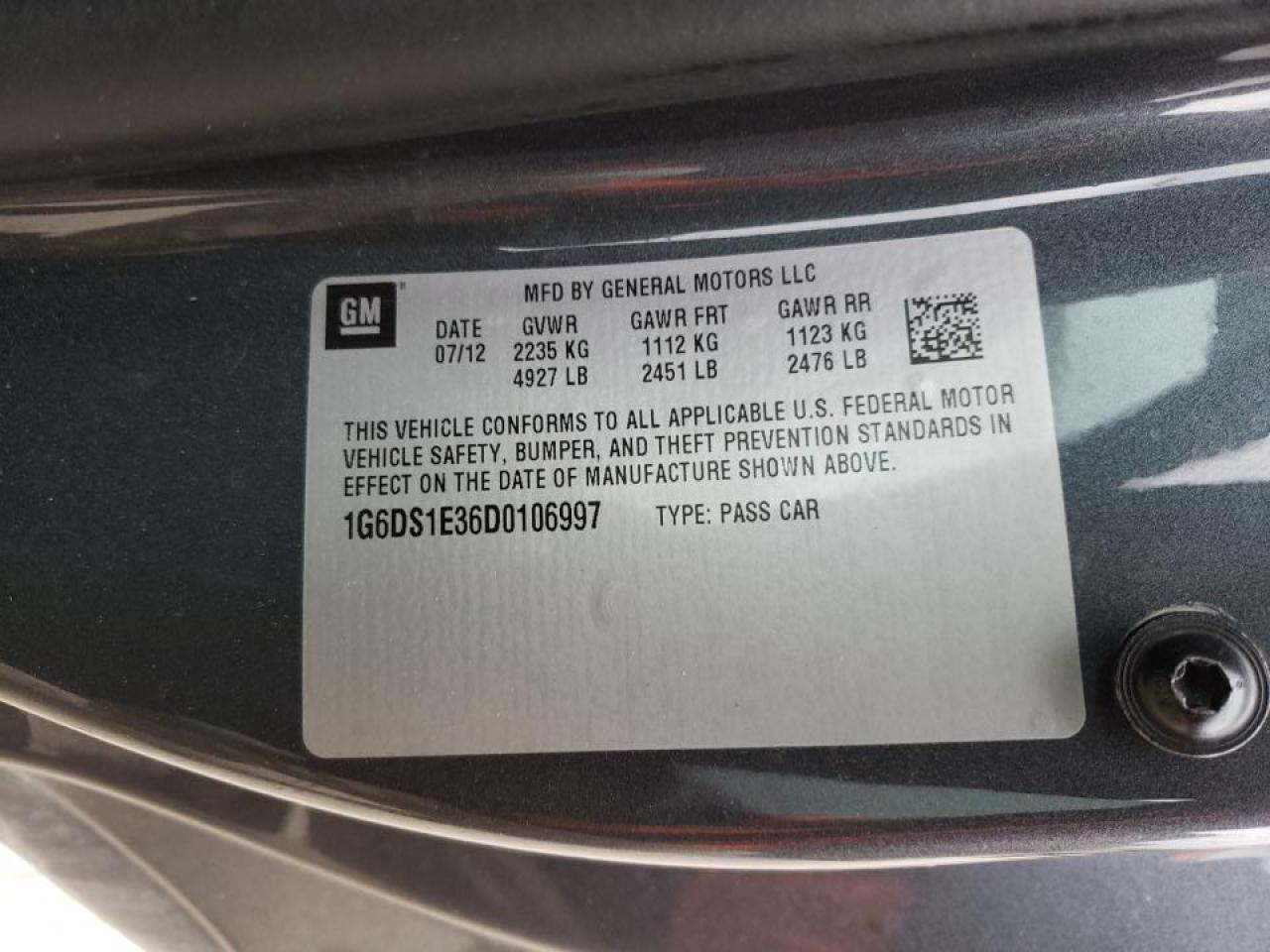 Photo 10 from auction – 2013 CADILLAC CTS PREMIU with VIN 1G6DS1E36D0106997