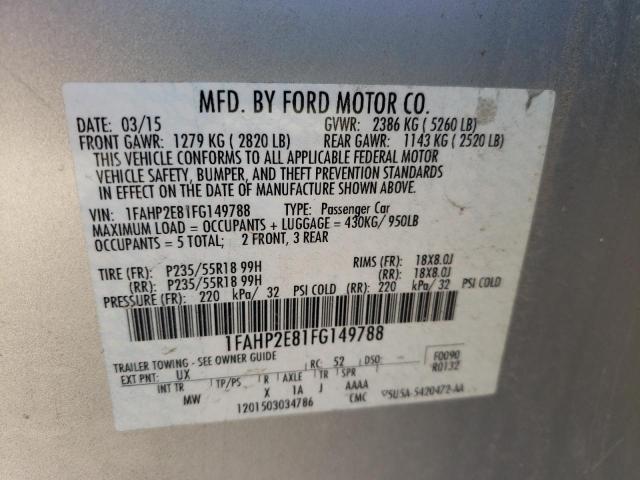 Photo 10 from auction – 2015 FORD TAURUS SEL with VIN 1FAHP2E81FG149788