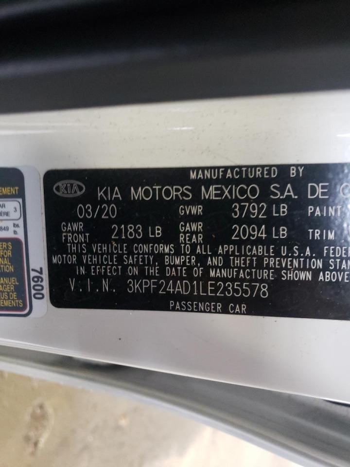 Photo 10 from auction – 2020 KIA FORTE FE with VIN 3KPF24AD1LE235578
