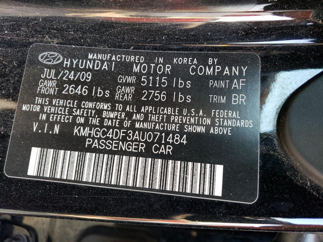 Photo 10 from auction – 2010 HYUNDAI GENESIS 4. with VIN KMHGC4DF3AU071484