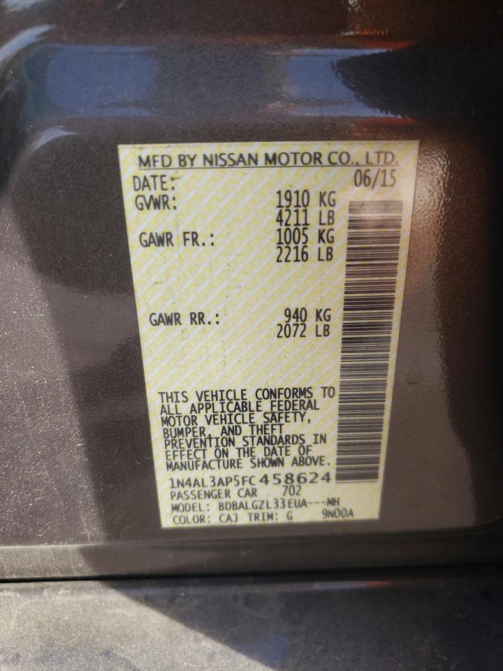 Photo 10 from auction – 2015 NISSAN ALTIMA 2.5 with VIN 1N4AL3AP5FC458624