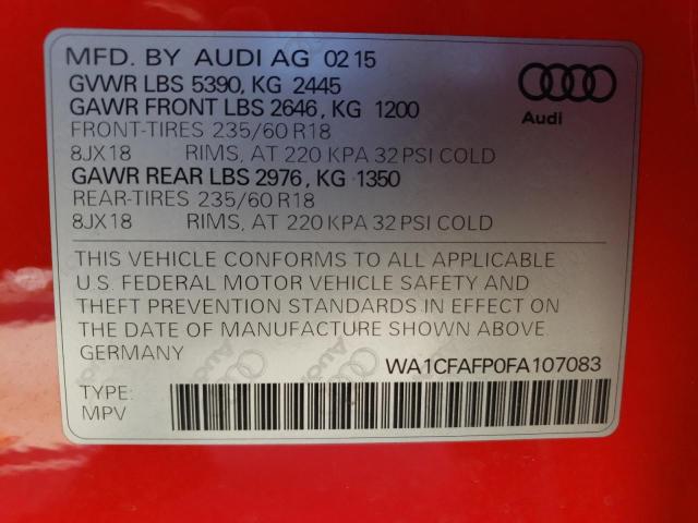 Photo 10 from auction – 2015 AUDI Q5 PREMIUM with VIN WA1CFAFP0FA107083