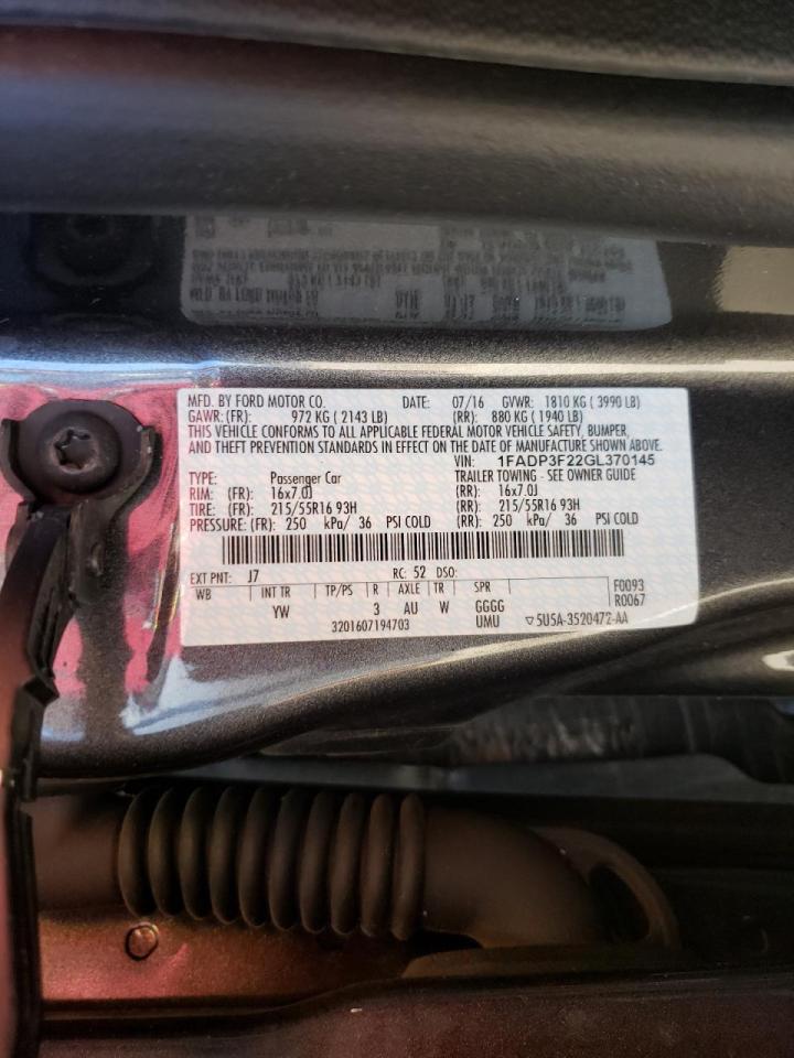 Photo 10 from auction – 2016 FORD FOCUS SE with VIN 1FADP3F22GL370145