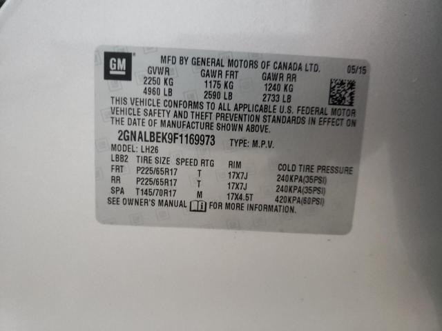 Photo 10 from auction – 2015 CHEVROLET EQUINOX LT with VIN 2GNALBEK9F1169973