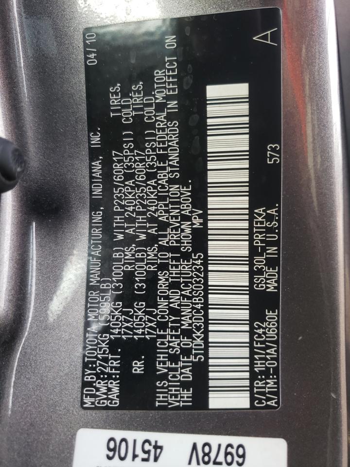 Photo 10 from auction – 2011 TOYOTA SIENNA LE with VIN 5TDKK3DC4BS032345