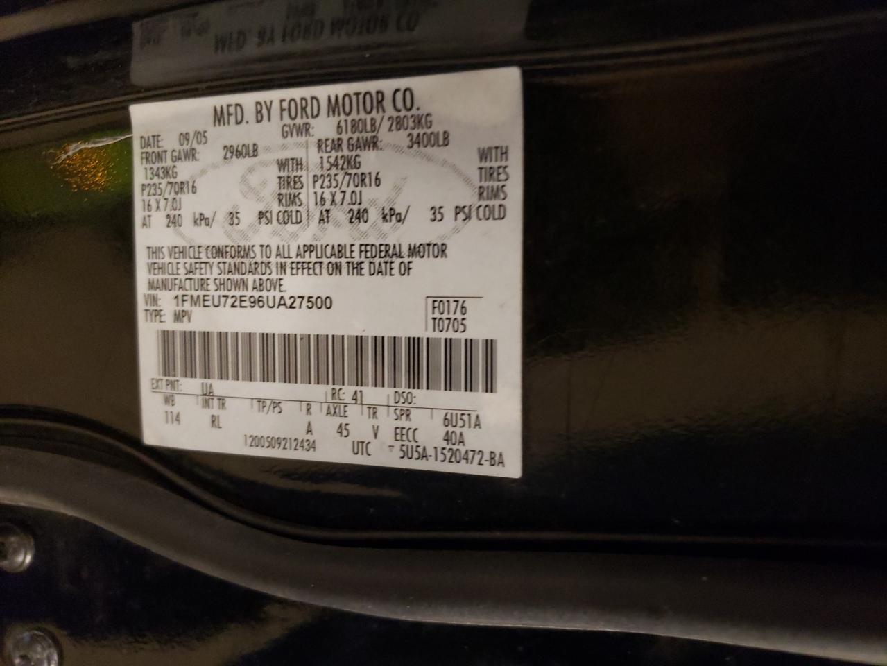 Photo 10 from auction – 2006 FORD EXPLORER X with VIN 1FMEU72E96UA27500