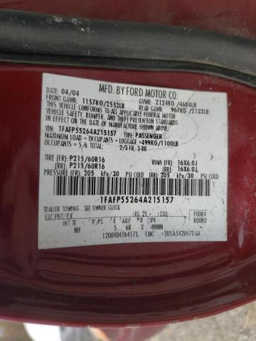 Photo 10 from auction – 2004 FORD TAURUS SES with VIN 1FAFP55264A215157