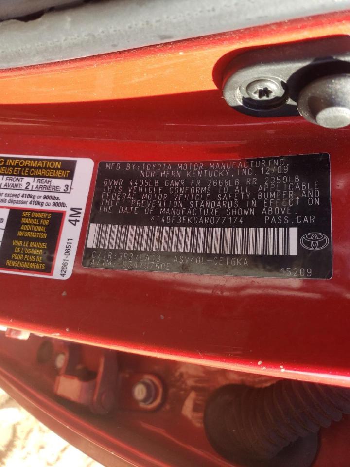 Photo 10 from auction – 2010 TOYOTA CAMRY BASE with VIN 4T4BF3EK0AR077174