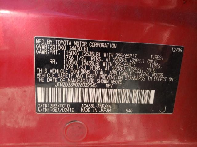 Photo 10 from auction – 2007 TOYOTA RAV4 with VIN JTMZD33V076032345