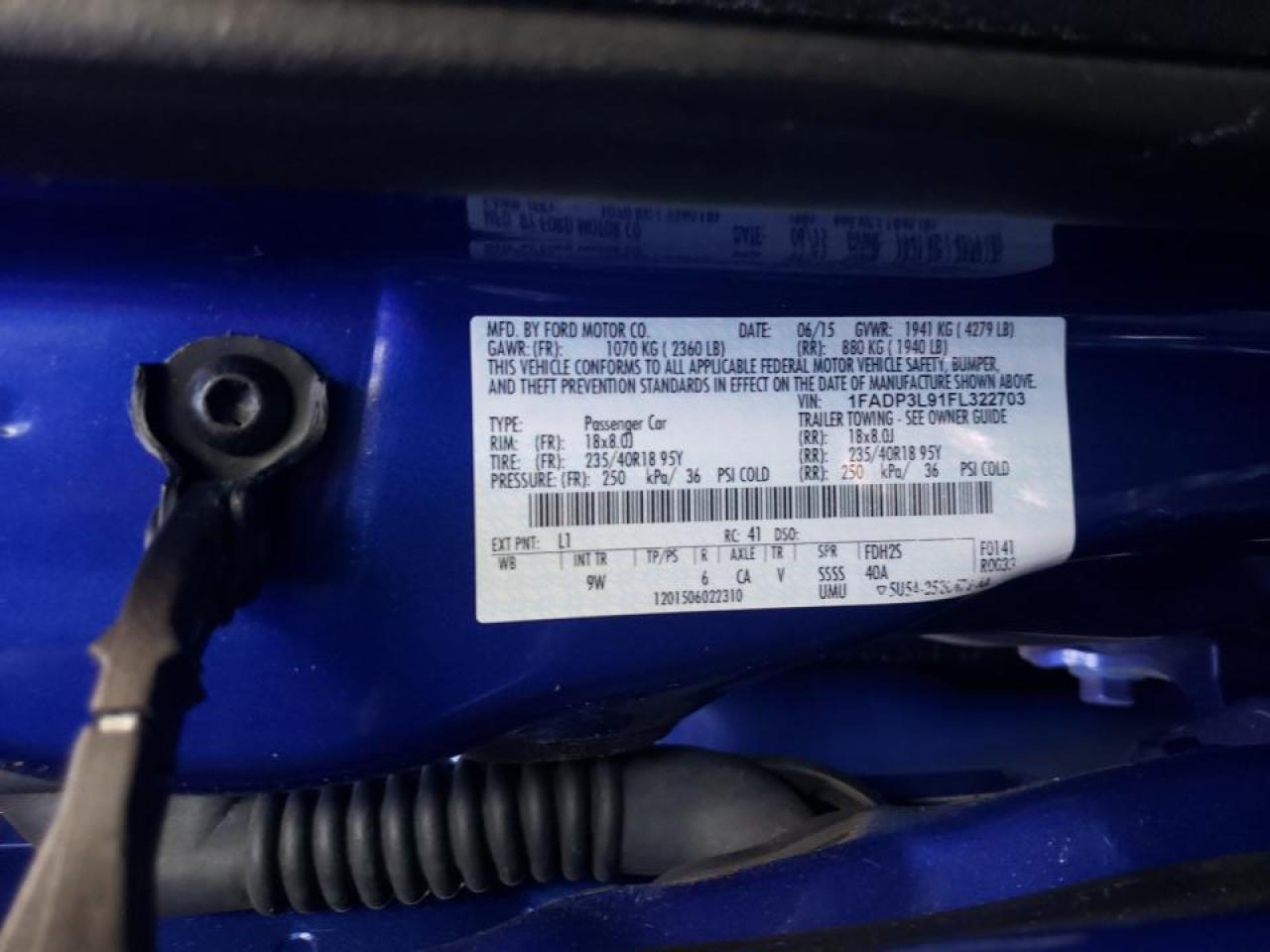 Photo 10 from auction – 2015 FORD FOCUS ST with VIN 1FADP3L91FL322703