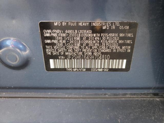 Photo 10 from auction – 2009 SUBARU FORESTER 2 with VIN JF2SH61649H704810