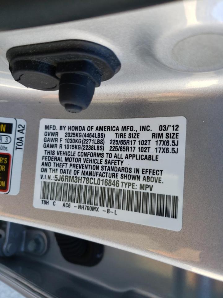 Photo 10 from auction – 2012 HONDA CR-V EXL with VIN 5J6RM3H78CL016846