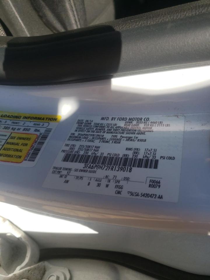 Photo 10 from auction – 2015 FORD FUSION SE with VIN 3FA6P0H72FR139018