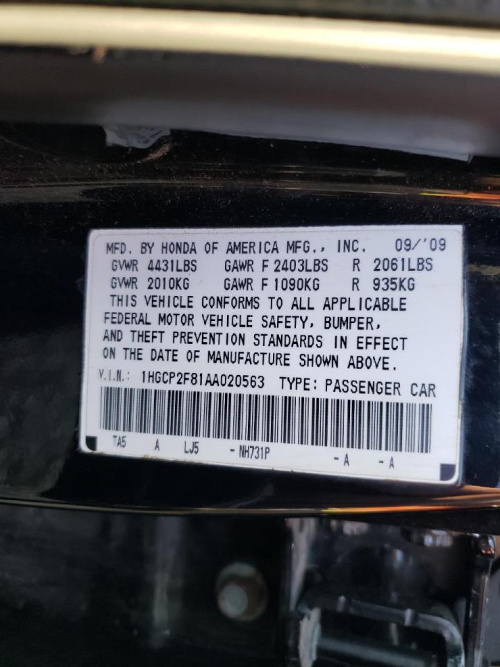Photo 10 from auction – 2010 HONDA ACCORD EXL with VIN 1HGCP2F81AA020563