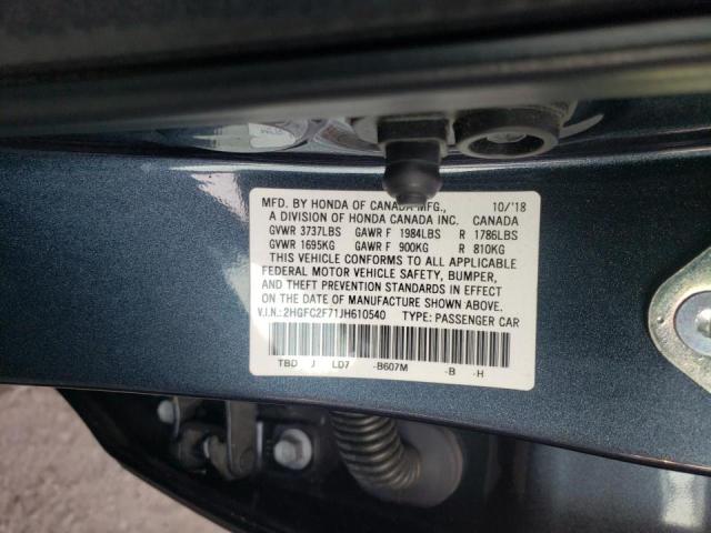 Photo 10 from auction – 2018 HONDA CIVIC EX with VIN 2HGFC2F71JH610540