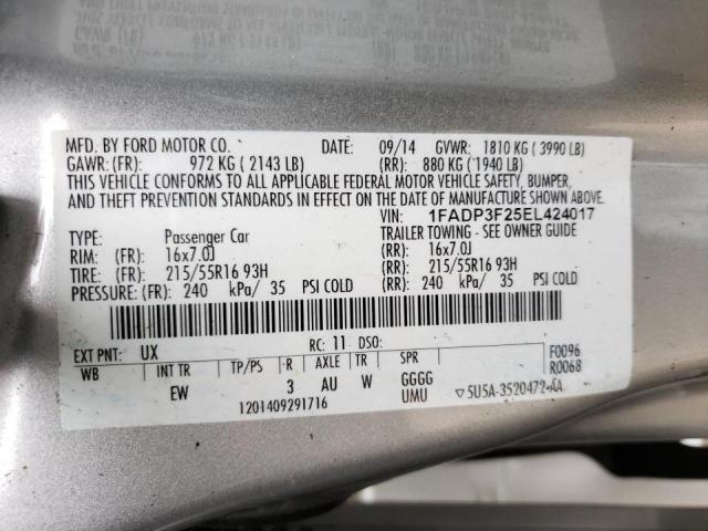 Photo 10 from auction – 2014 FORD FOCUS SE with VIN 1FADP3F25EL424017