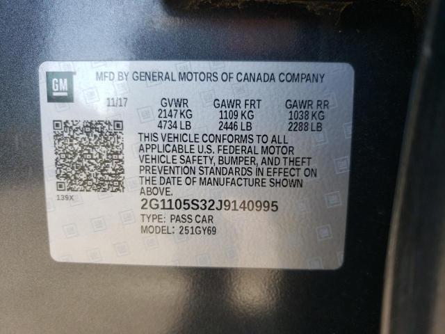 Photo 10 from auction – 2018 CHEVROLET IMPALA LT with VIN 2G1105S32J9140995