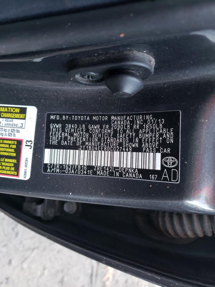 Photo 10 from auction – 2013 TOYOTA COROLLA BA with VIN 2T1BU4EE8DC027449