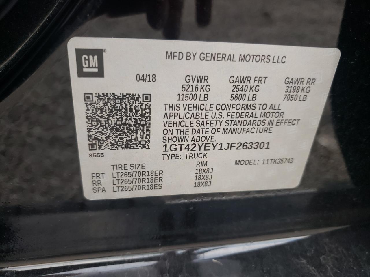 Photo 10 from auction – 2018 GMC SIERRA K35 with VIN 1GT42YEY1JF263301