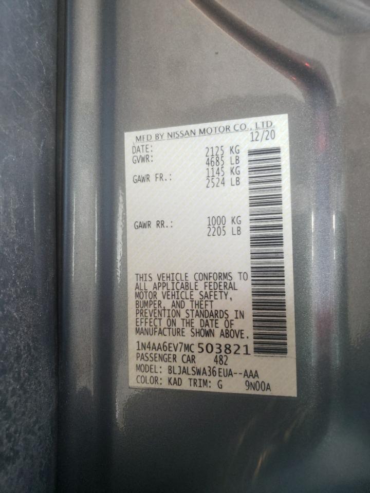 Photo 10 from auction – 2021 NISSAN MAXIMA SR with VIN 1N4AA6EV7MC503821